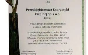 Ekolaur dla PEC za całokształt działalności na rzecz ochrony środowiska